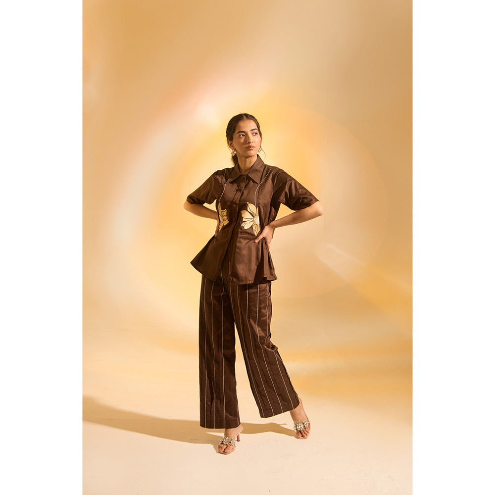 AN'ERA BY ASMITA VERMA Brown Alina Shirt with Pant (Set of 2)