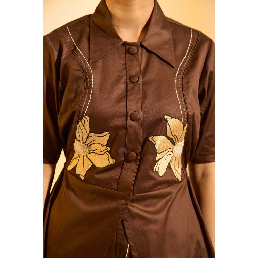 AN'ERA BY ASMITA VERMA Brown Alina Shirt with Pant (Set of 2)