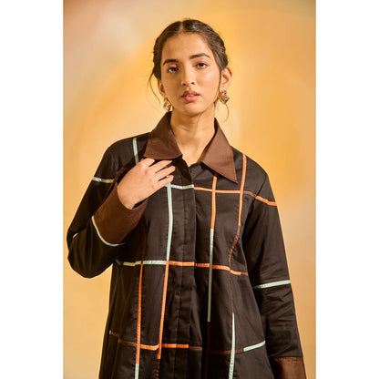 AN'ERA BY ASMITA VERMA Black Zara Shirt with Pant (Set of 2)