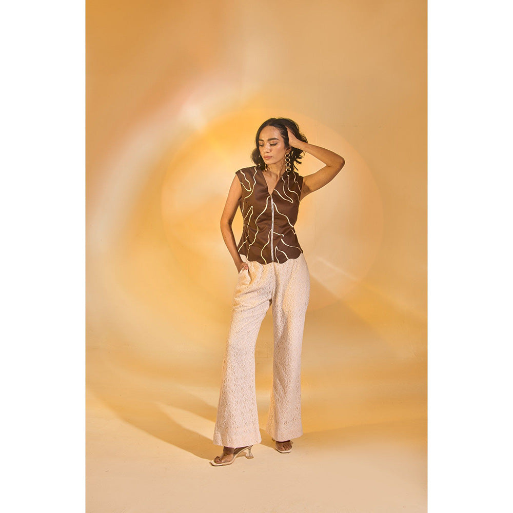 AN'ERA BY ASMITA VERMA Brown Sunseri Top with Pant (Set of 2)