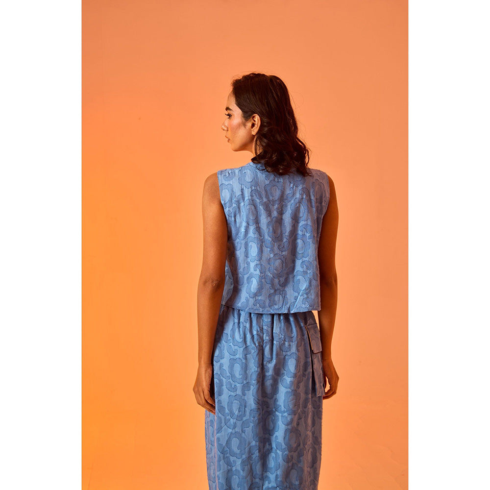 AN'ERA BY ASMITA VERMA Blue Azora Co-Ord (Set of 3)