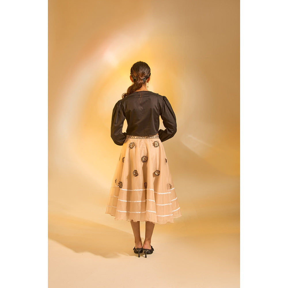 AN'ERA BY ASMITA VERMA Black Eos Crop Shirt with Skirt (Set of 2)