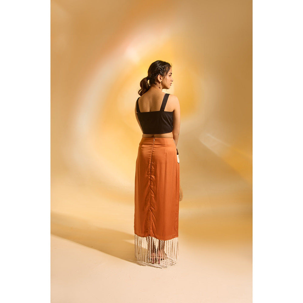 AN'ERA BY ASMITA VERMA Orange Aurelia Crop Top with Skirt (Set of 2)