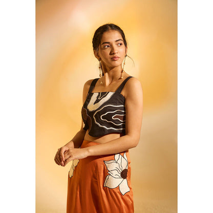 AN'ERA BY ASMITA VERMA Orange Aurelia Crop Top with Skirt (Set of 2)
