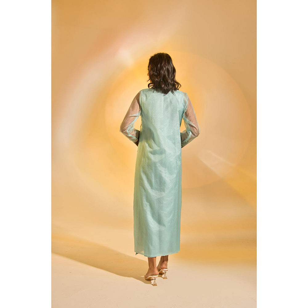 AN'ERA BY ASMITA VERMA Aqua Embroidered Maxi Dress