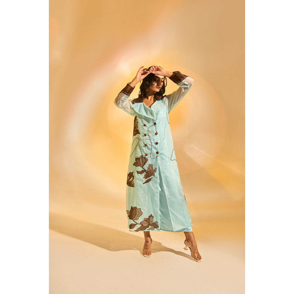 AN'ERA BY ASMITA VERMA Aqua Embroidered Maxi Dress