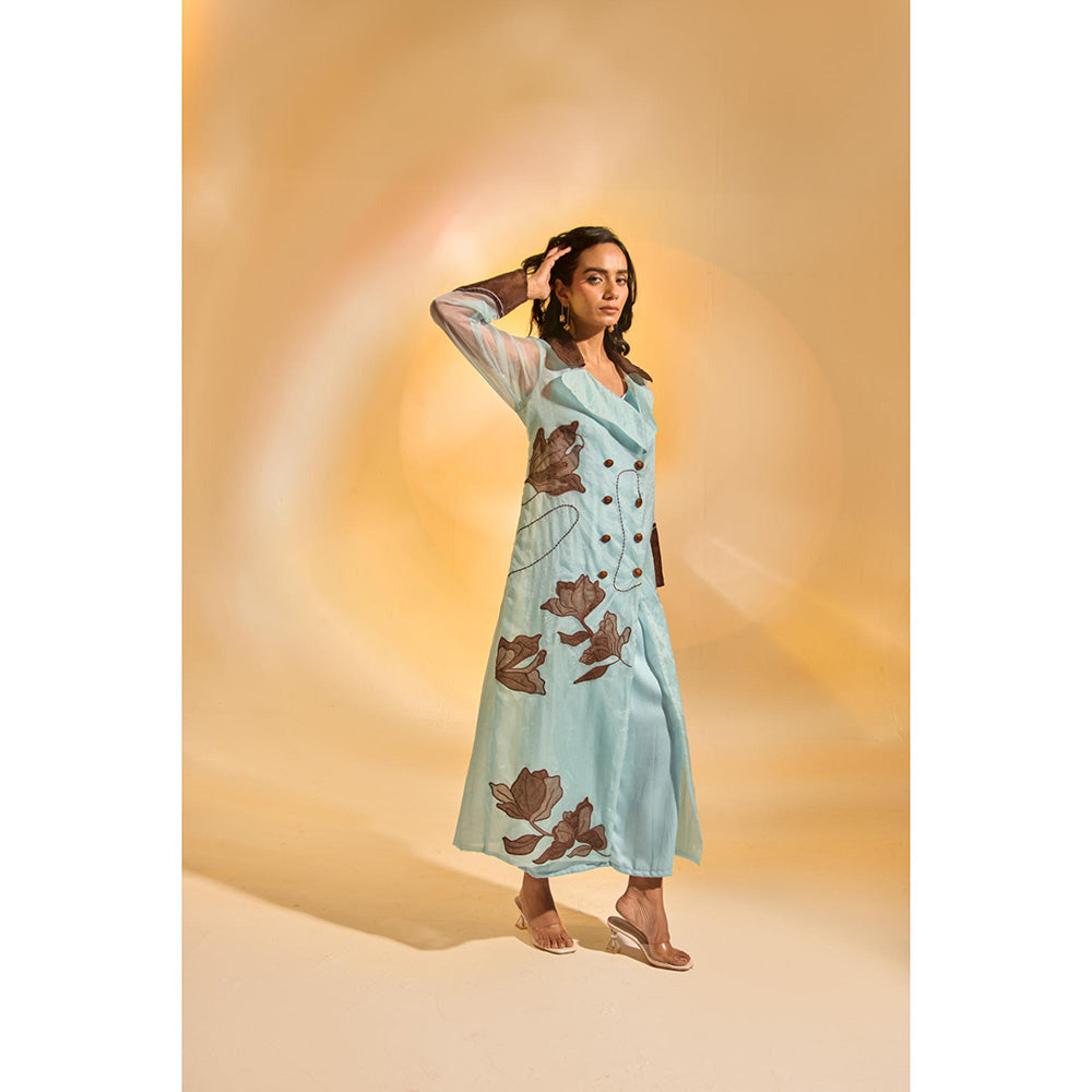 AN'ERA BY ASMITA VERMA Aqua Embroidered Maxi Dress - 2XL / Aqua AN'ERA BY ASMITA VERMA Aqua Embroidered Maxi Dress - 2XL / Aqua