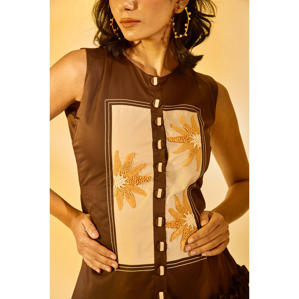 AN'ERA BY ASMITA VERMA Brown Embroidered Mini Dress