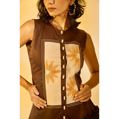 AN'ERA BY ASMITA VERMA Brown Embroidered Mini Dress