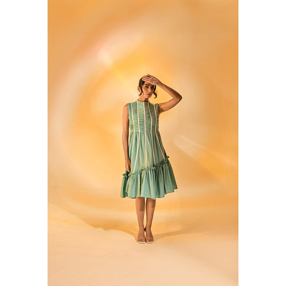 AN'ERA BY ASMITA VERMA Aqua Stripes Ray Midi Dress