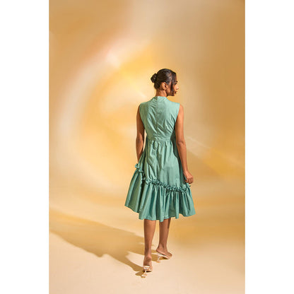 AN'ERA BY ASMITA VERMA Aqua Stripes Ray Midi Dress