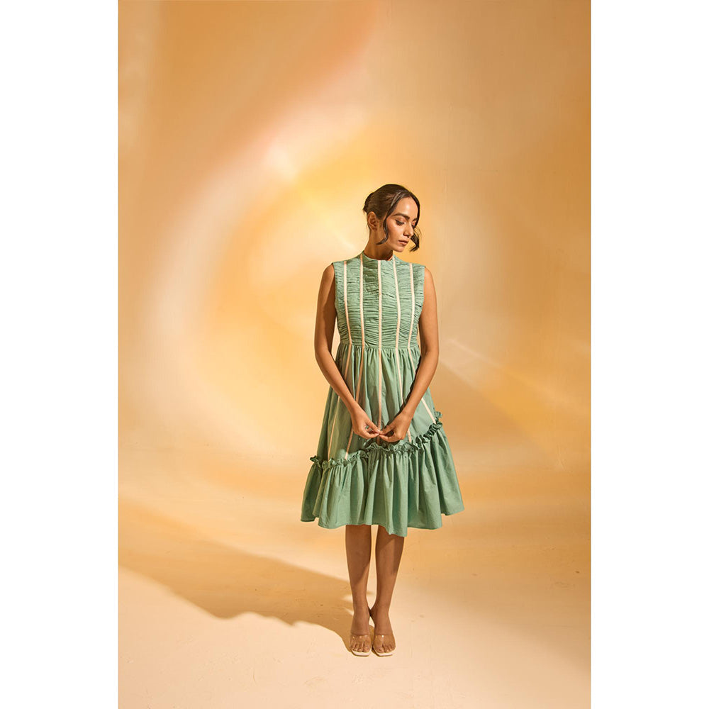 AN'ERA BY ASMITA VERMA Aqua Stripes Ray Midi Dress