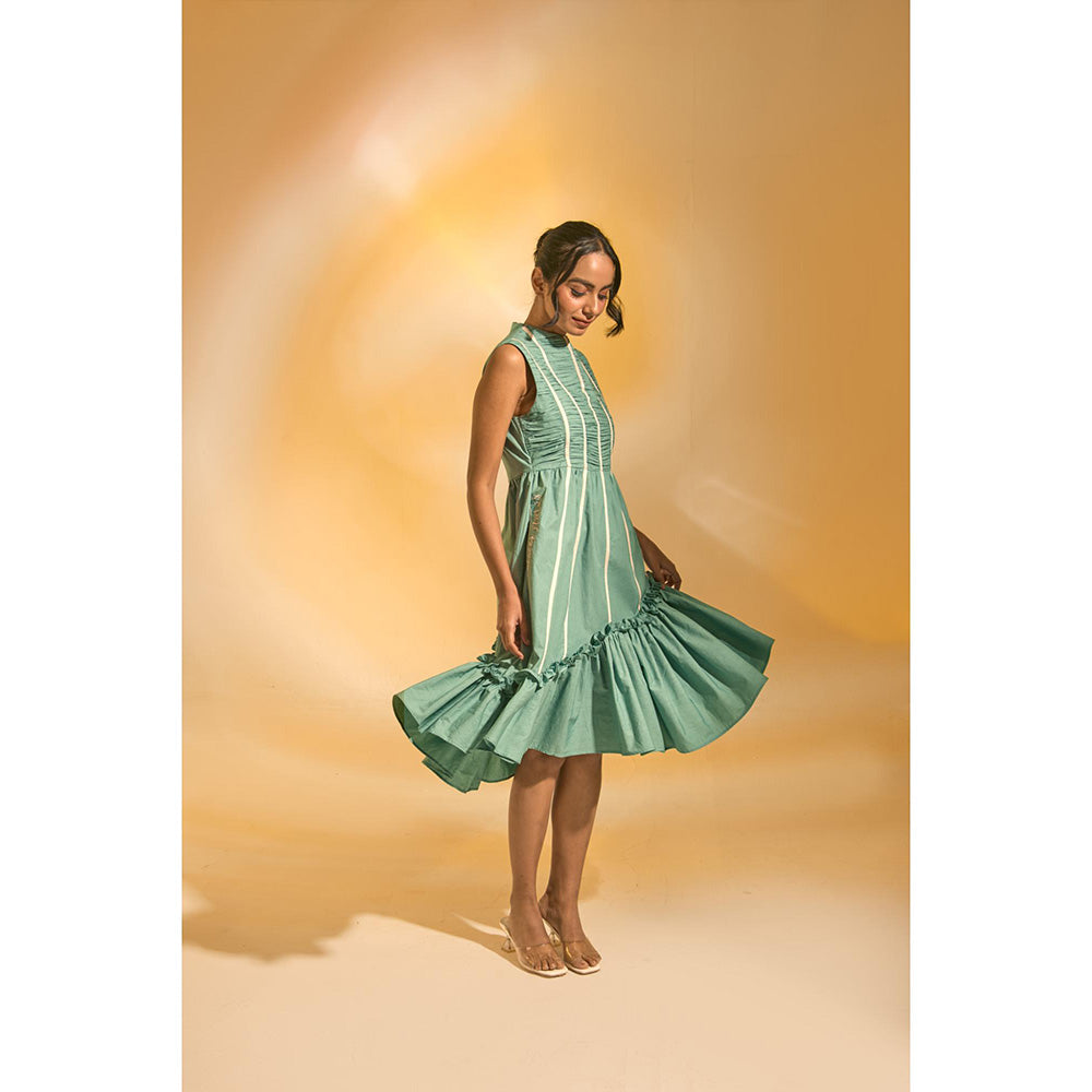 AN'ERA BY ASMITA VERMA Aqua Stripes Ray Midi Dress