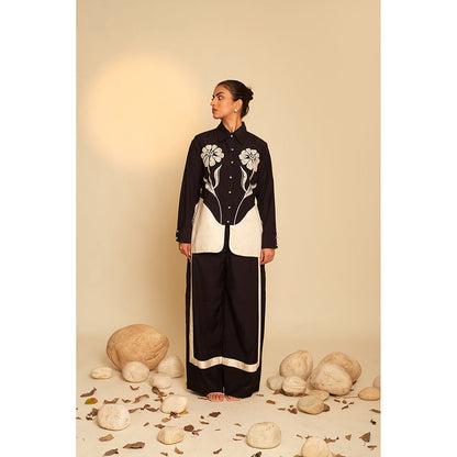 AN'ERA BY ASMITA VERMA Floris Black Co-Ord (Set of 2)