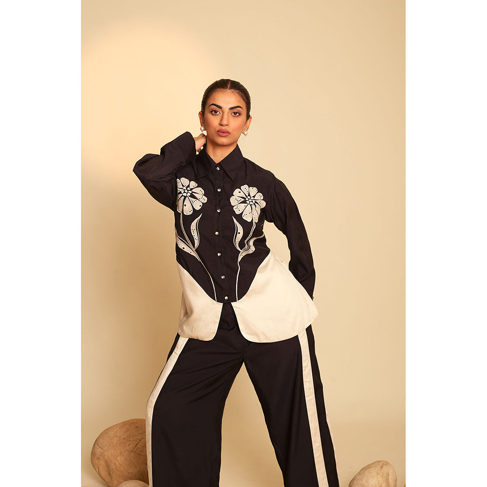 AN'ERA BY ASMITA VERMA Floris Black Co-Ord (Set of 2)