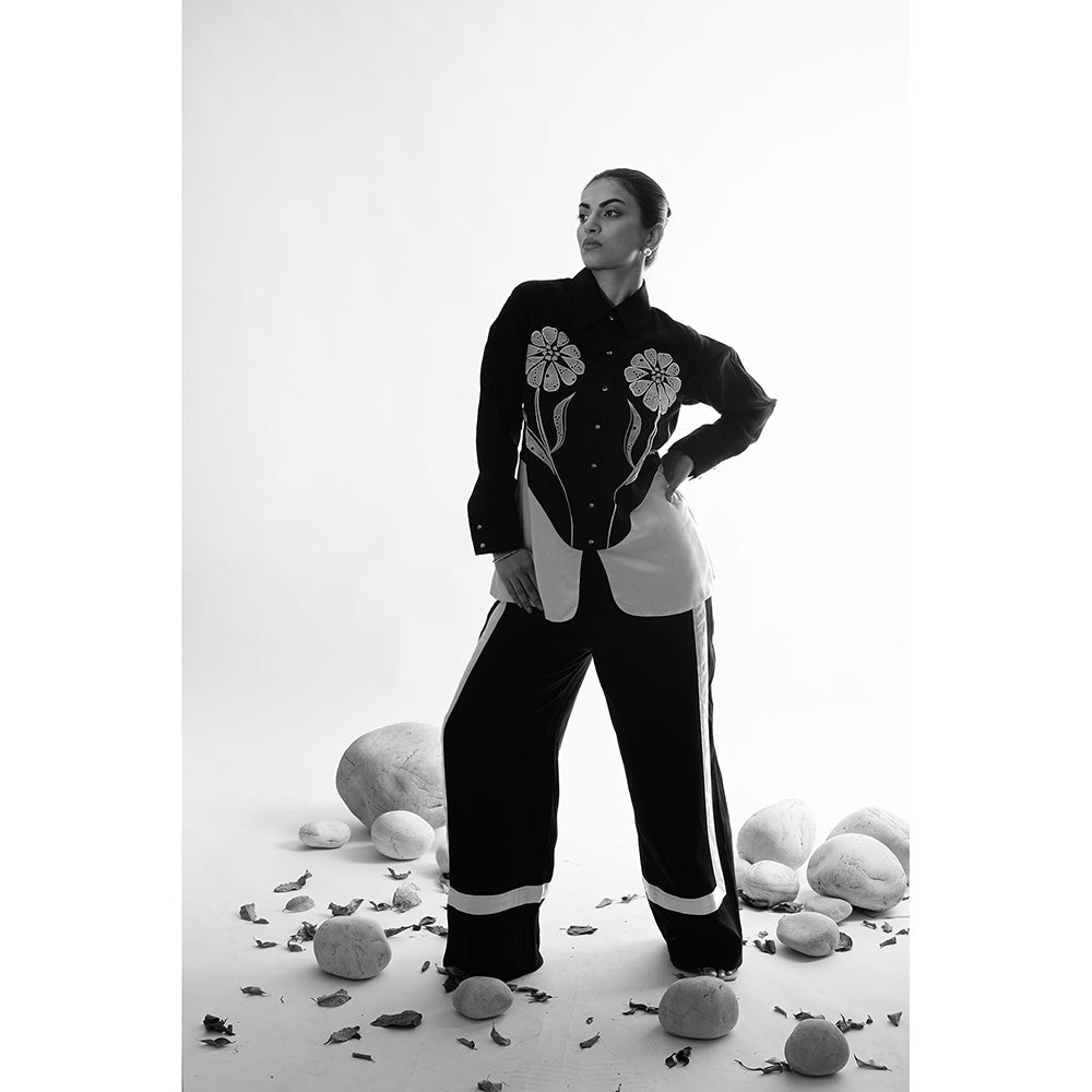 AN'ERA BY ASMITA VERMA Floris Black Co-Ord (Set of 2)