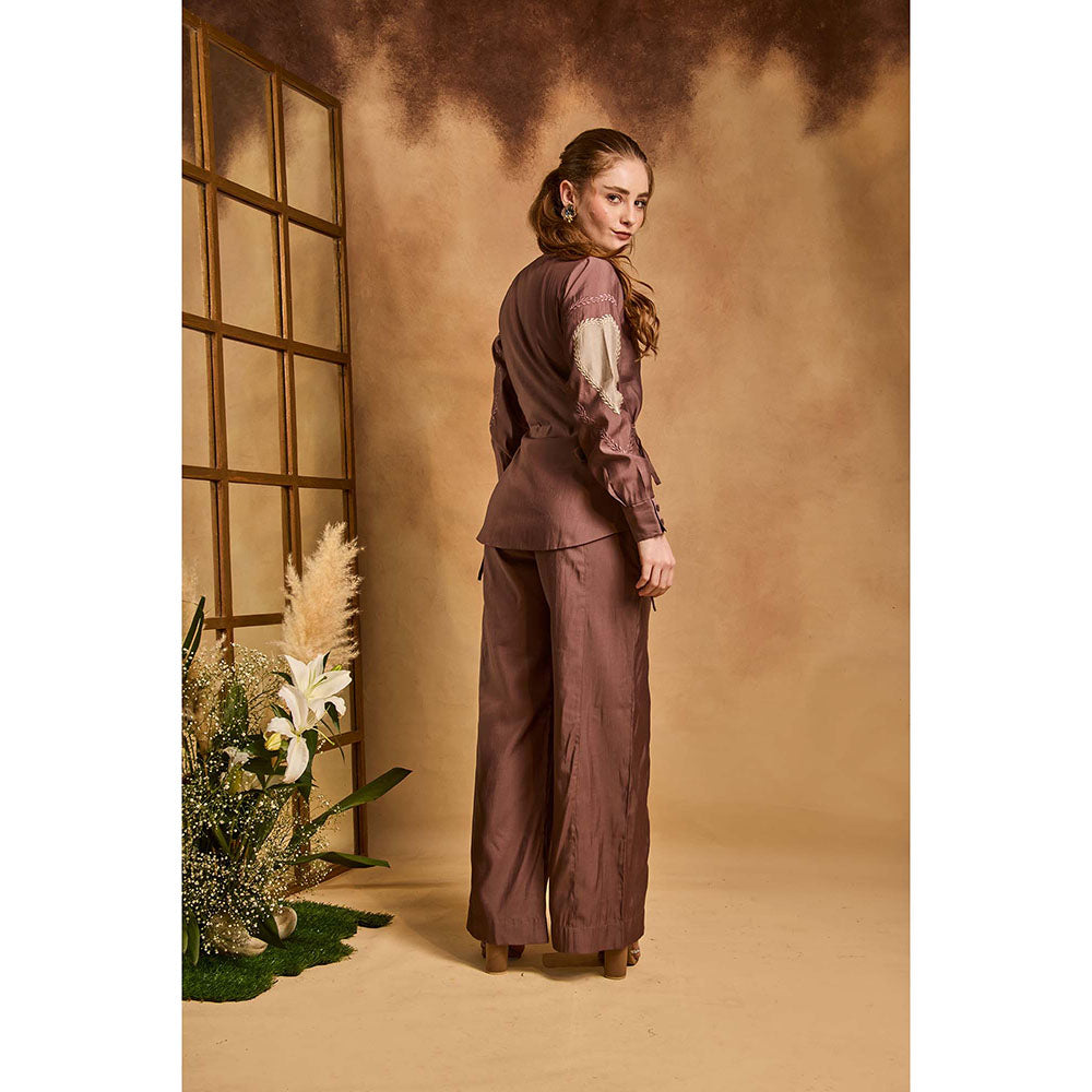 AN'ERA BY ASMITA VERMA Burgundy Soul Co-Ord Set