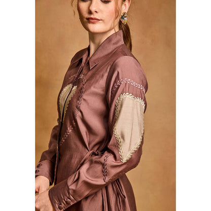 AN'ERA BY ASMITA VERMA Burgundy Soul Co-Ord Set