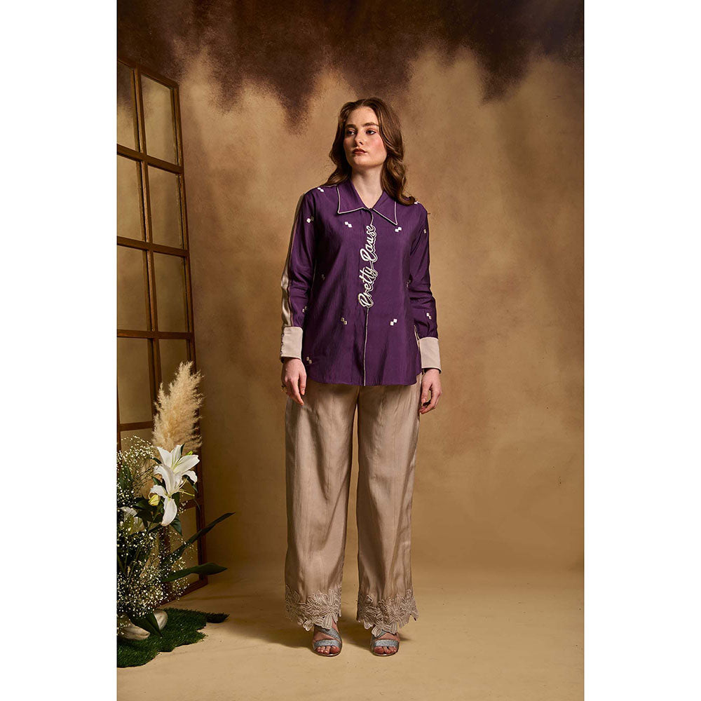 AN'ERA BY ASMITA VERMA Purple Celia Shirt with Pant