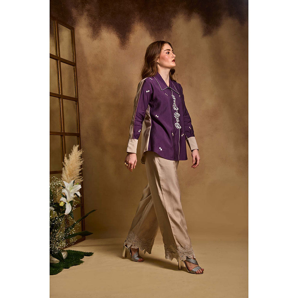AN'ERA BY ASMITA VERMA Purple Celia Shirt with Pant