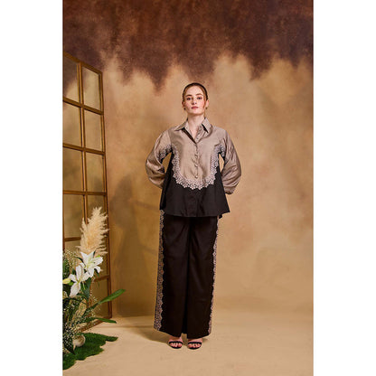 AN'ERA BY ASMITA VERMA Beige Repose Shirt with Pant
