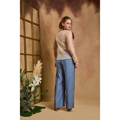 AN'ERA BY ASMITA VERMA Beige Whisper Shirt with Inner and Pant