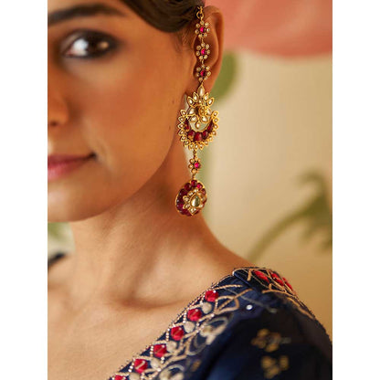 ANGAD SINGH Mid Night Blue Satin Silk Sharara with Kurti & Dupatta (Set of 3)