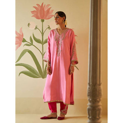 ANGAD SINGH Pink Silk Kurta with Pant (Set of 2)