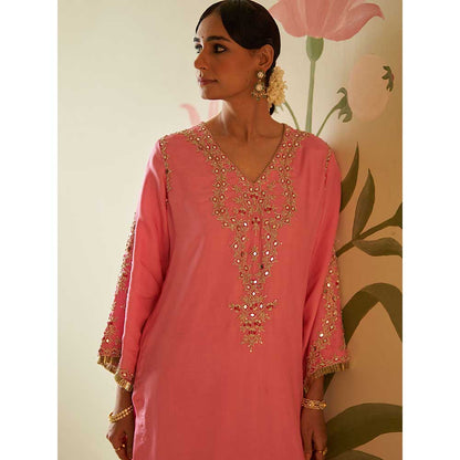 ANGAD SINGH Pink Silk Kurta with Pant (Set of 2)