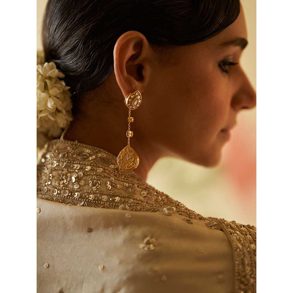 ANGAD SINGH Ivory Chanderi Silk Anarkali Kurta with Pant & Dupatta (Set of 3)