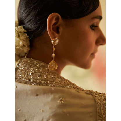 ANGAD SINGH Ivory Chanderi Silk Anarkali Kurta with Pant & Dupatta (Set of 3)