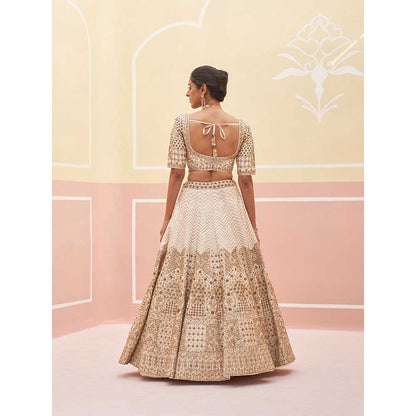 ANGAD SINGH Ivory Raw Silk Lehnga with Blouse & Dupatta (Set of 3)