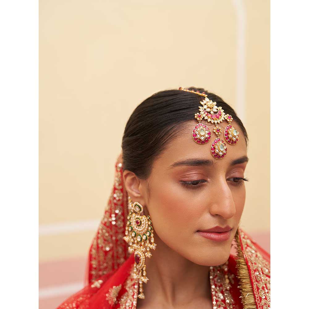 ANGAD SINGH Red Raw Silk Lehnga with Blouse & Dupatta (Set of 3)