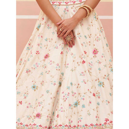 ANGAD SINGH Ivory Raw Silk Lehnga with Blouse & Dupatta (Set of 3)