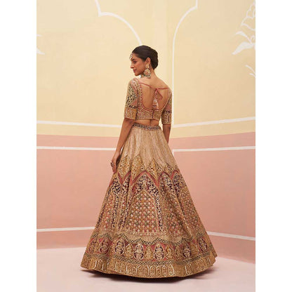 ANGAD SINGH Onion Pink Organza Lehnga with Blouse & Dupatta (Set of 3)