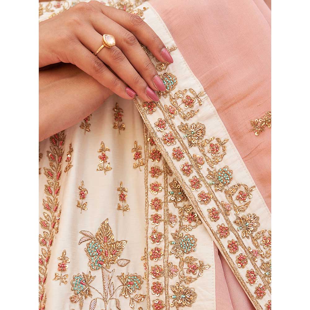 ANGAD SINGH Ivory Raw Silk Lehnga with Blouse & Dupatta (Set of 3)