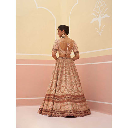 ANGAD SINGH Peach Raw Silk Lehnga with Blouse & Dupatta (Set of 3)