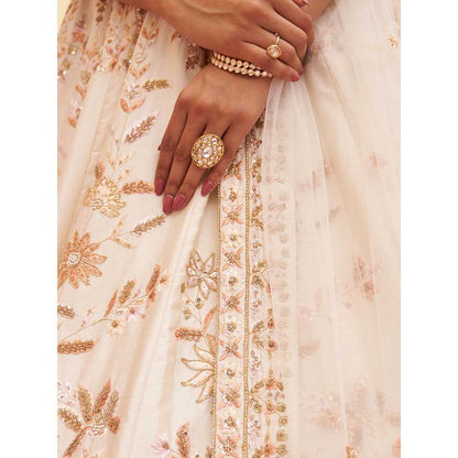 ANGAD SINGH Ivory Raw Silk Lehnga with Blouse & Dupatta (Set of 3)