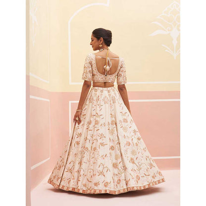 ANGAD SINGH Ivory Raw Silk Lehnga with Blouse & Dupatta (Set of 3)