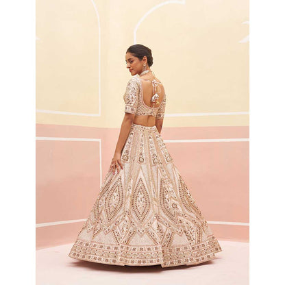 ANGAD SINGH Ivory Raw Silk Lehnga with Blouse & Dupatta (Set of 3)