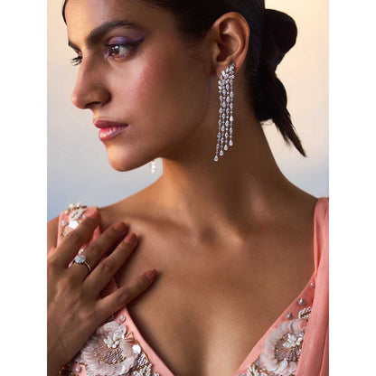 ANGAD SINGH Peach Georgette Drape Saree with Stitched Blouse