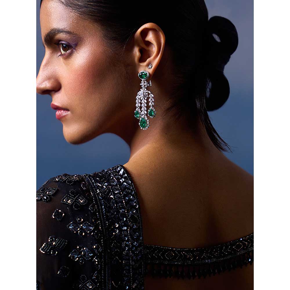 ANGAD SINGH Black Gear Saree with Stitched Blouse and Petticoat