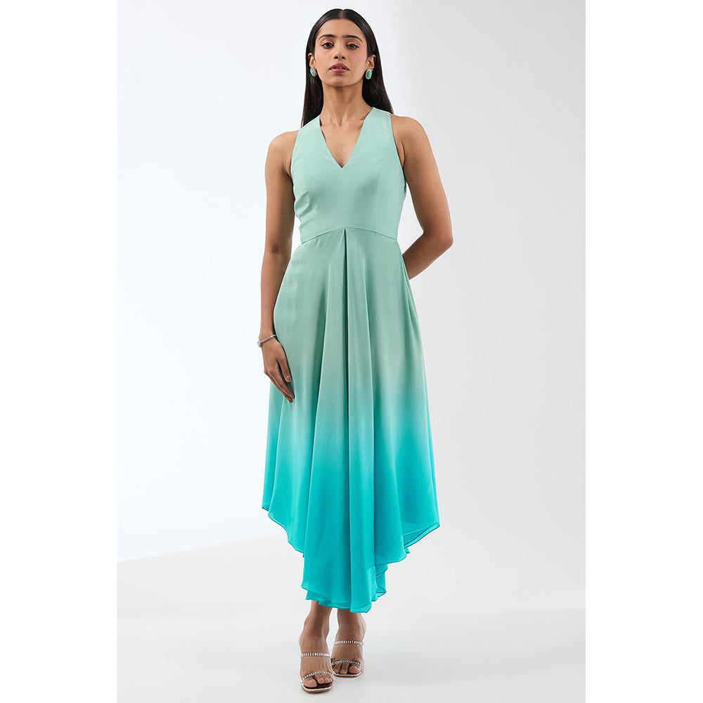 Anjali Kanwar Blue Embellished/Sequined Dress with Cape (Set of 2)