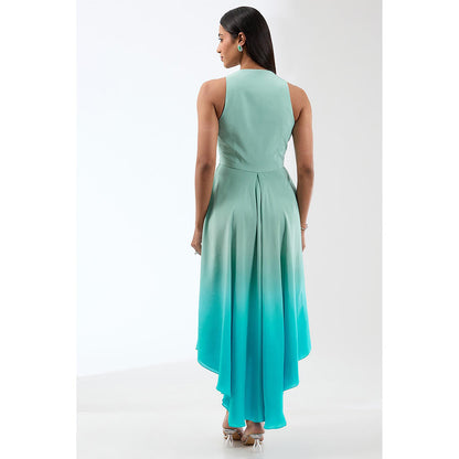 Anjali Kanwar Blue Embellished/Sequined Dress with Cape (Set of 2)