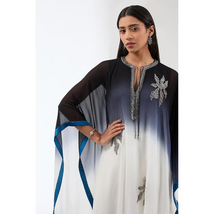Anjali Kanwar White Ombre Kaftan with Pant (Set of 2)