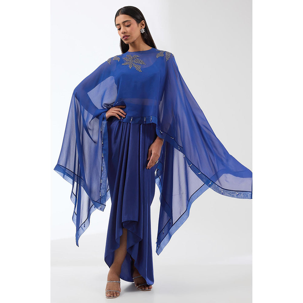 Anjali Kanwar Blue Embellished/Sequined Cape with Bustier and Skirt (Set of 3)