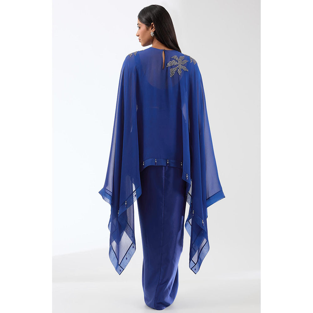 Anjali Kanwar Blue Embellished/Sequined Cape with Bustier and Skirt (Set of 3)