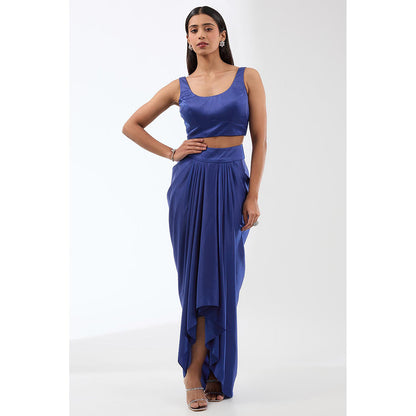 Anjali Kanwar Blue Embellished/Sequined Cape with Bustier and Skirt (Set of 3)