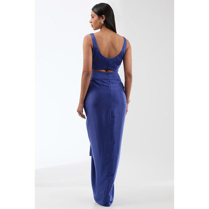 Anjali Kanwar Blue Embellished/Sequined Cape with Bustier and Skirt (Set of 3)