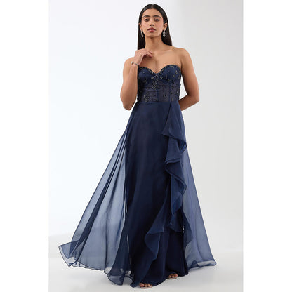 Anjali Kanwar Navy Blue Embellished/Sequined Gown